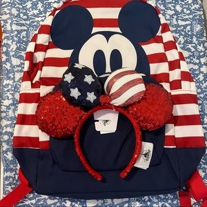 Patriotic Mickey Backpack & Minnie Ears